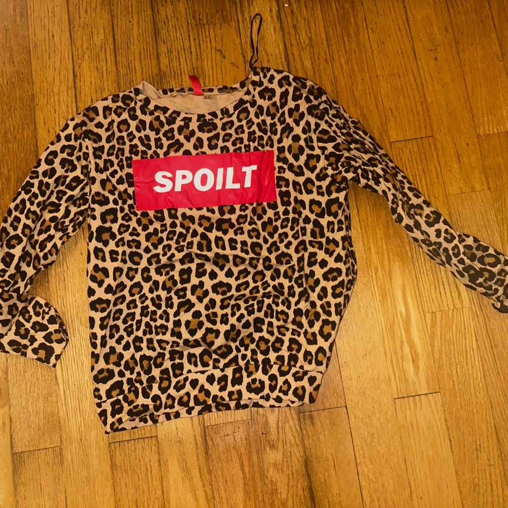 Divided Leopard Print Track Suit with Red Accent - Picture 3 of 4